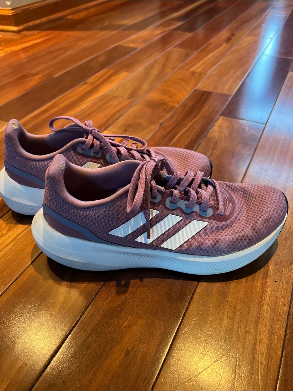 adidas Women's Mauve Athletic Running Shoes with White Stripes